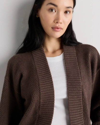 100% Organic Cotton Waffle Stitch Open Cardigan