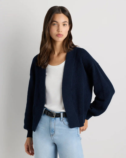 100% Organic Cotton Waffle Stitch Open Cardigan