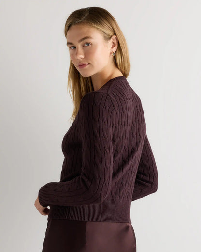 100% Organic Cotton Cable Crew Cardigan