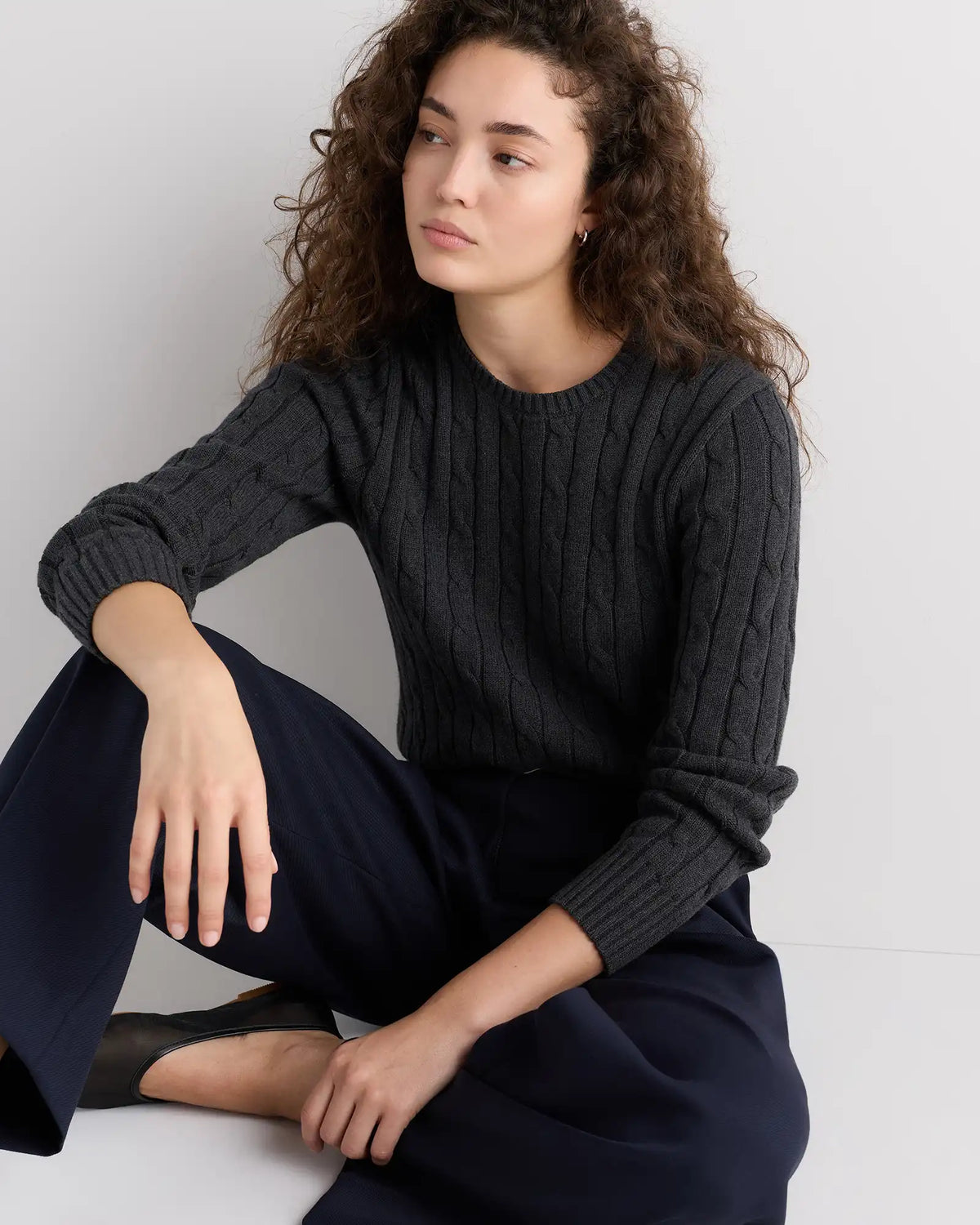 100% Organic Cotton Cable Crewneck Sweater