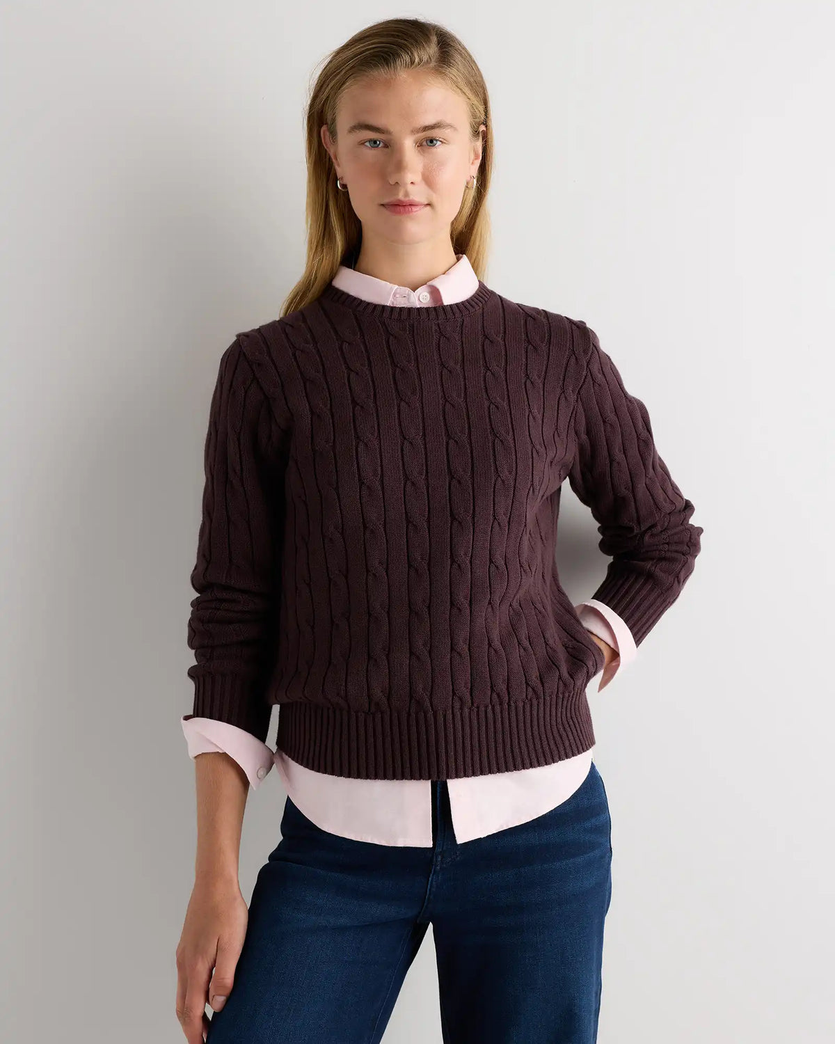 100% Organic Cotton Cable Crewneck Sweater