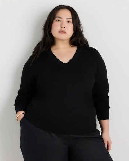 Lightweight Cotton Cashmere V-Neck Sweater