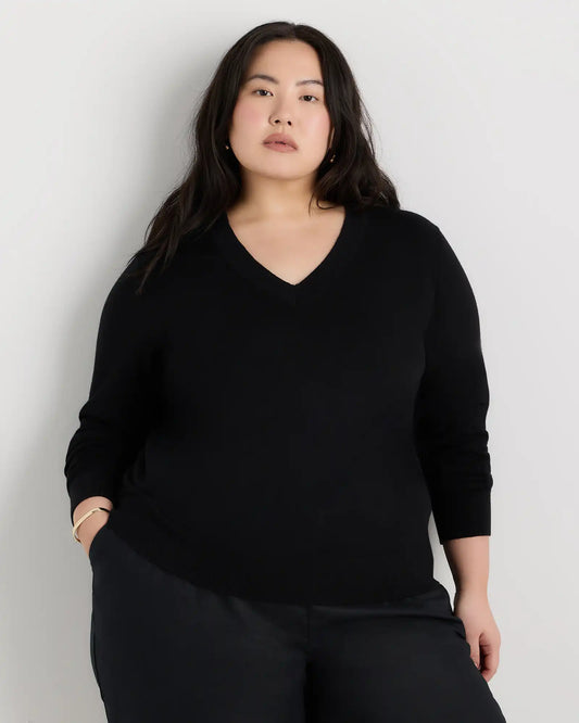 Lightweight Cotton Cashmere V-Neck Sweater