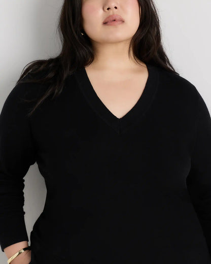 Lightweight Cotton Cashmere V-Neck Sweater
