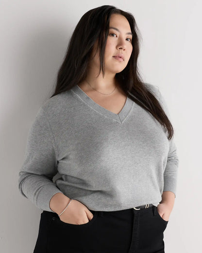 Lightweight Cotton Cashmere V-Neck Sweater