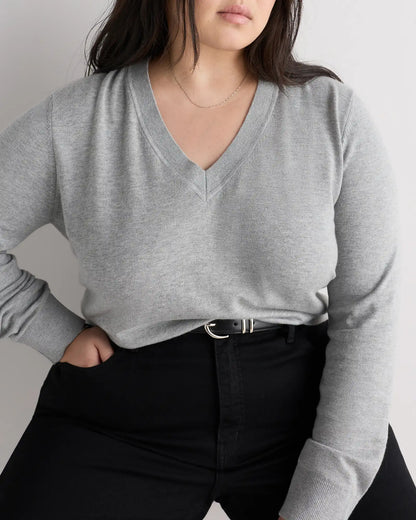 Lightweight Cotton Cashmere V-Neck Sweater