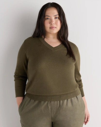 Lightweight Cotton Cashmere V-Neck Sweater