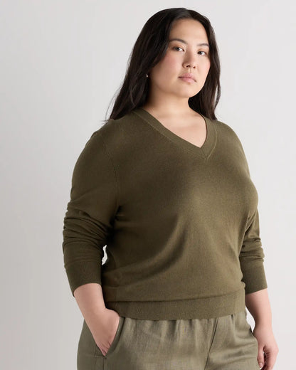 Lightweight Cotton Cashmere V-Neck Sweater