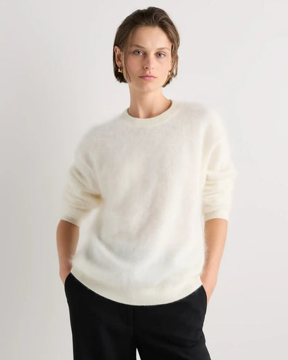 Brushed Cashmere Oversized Crewneck Sweater