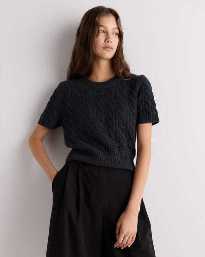 Mongolian Cashmere Shrunken Cable Tee
