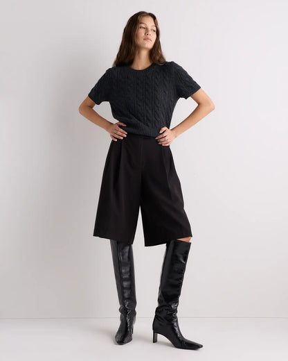 Mongolian Cashmere Shrunken Cable Tee