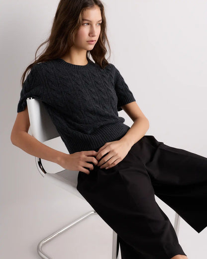 Mongolian Cashmere Shrunken Cable Tee