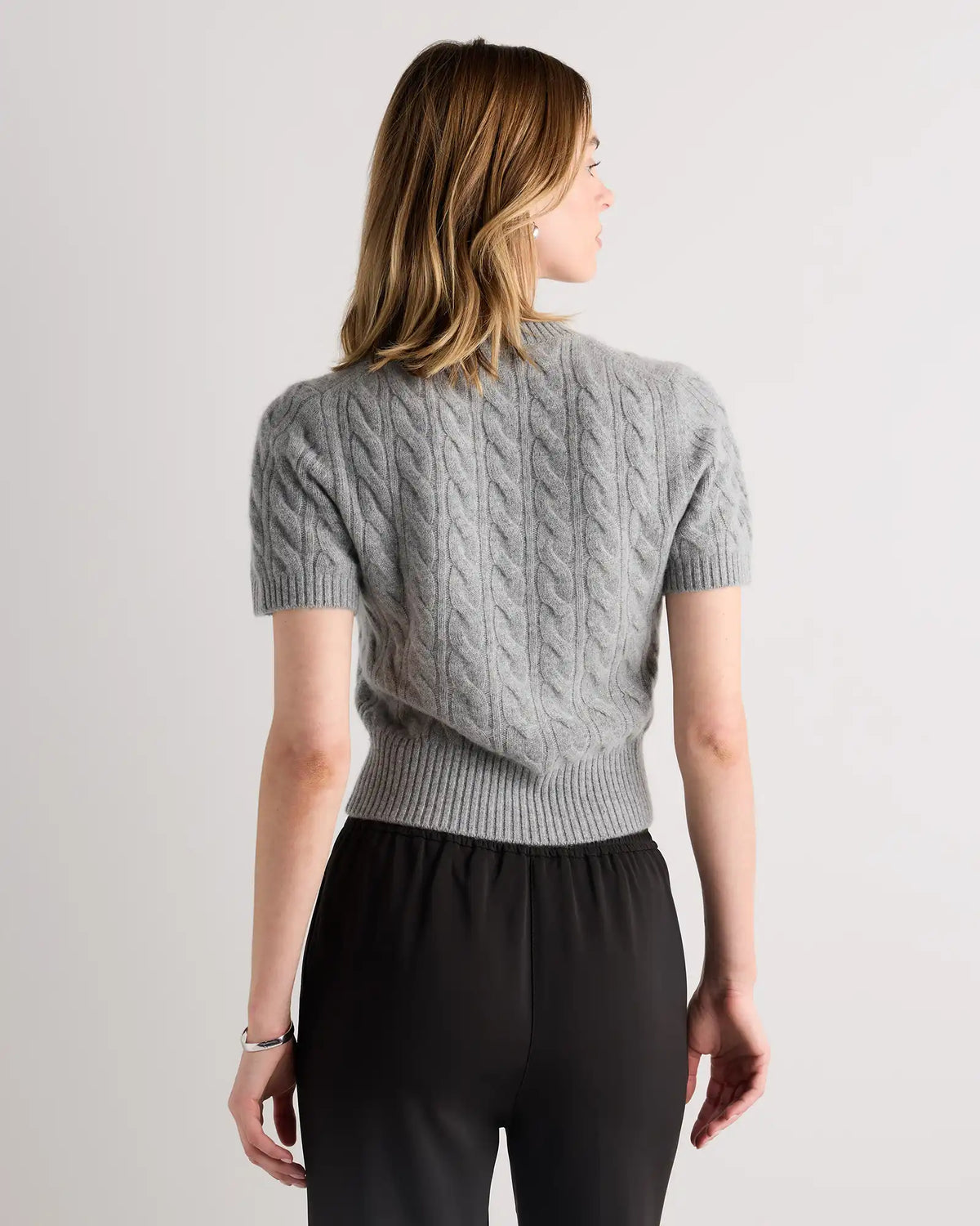 Mongolian Cashmere Shrunken Cable Tee