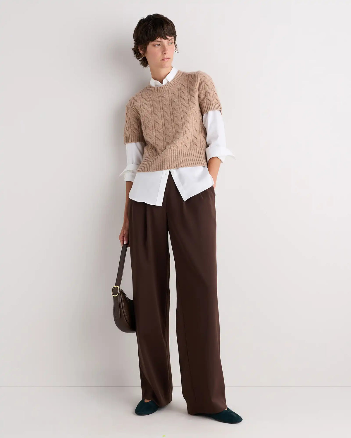 Mongolian Cashmere Shrunken Cable Tee
