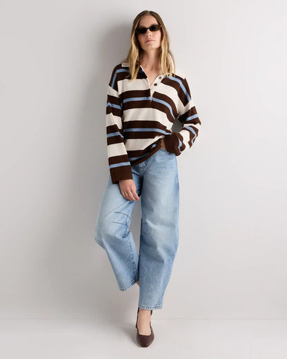 Cotton Cashmere Rugby Polo Sweater