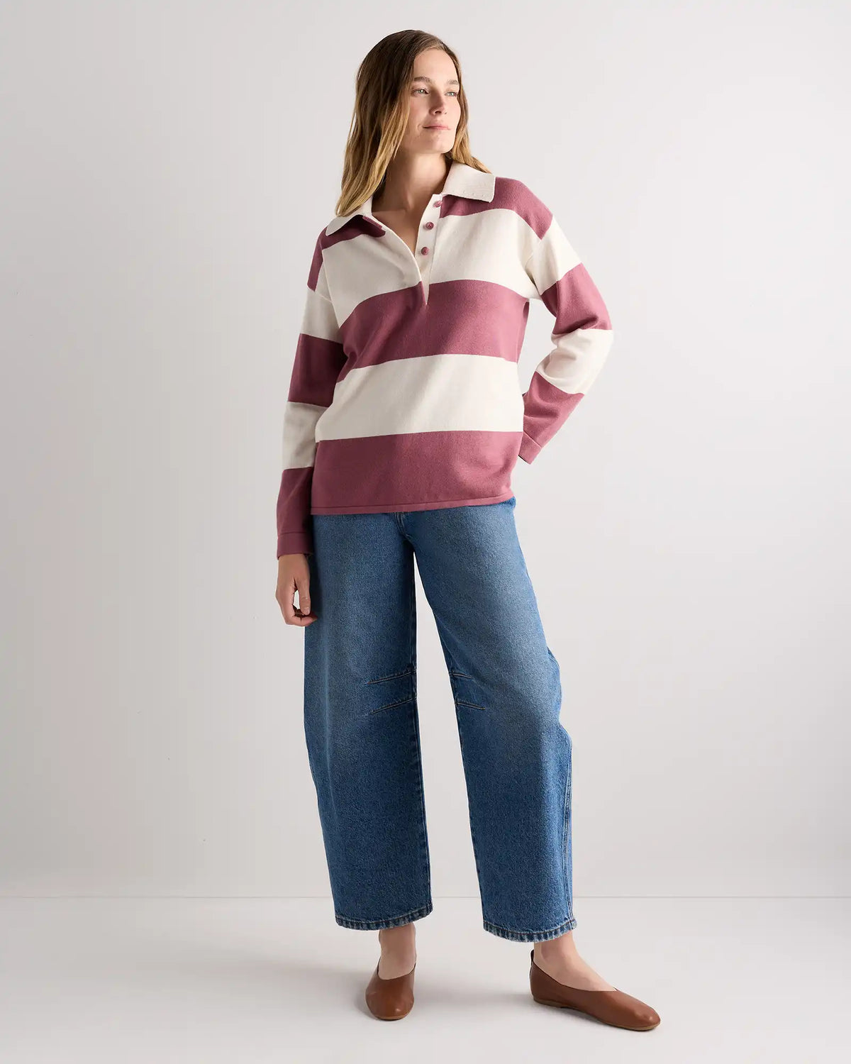 Cotton Cashmere Rugby Polo Sweater