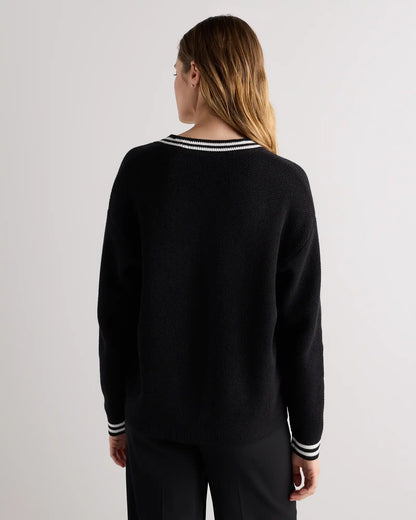 Cotton Cashmere Textured Varsity Cardigan