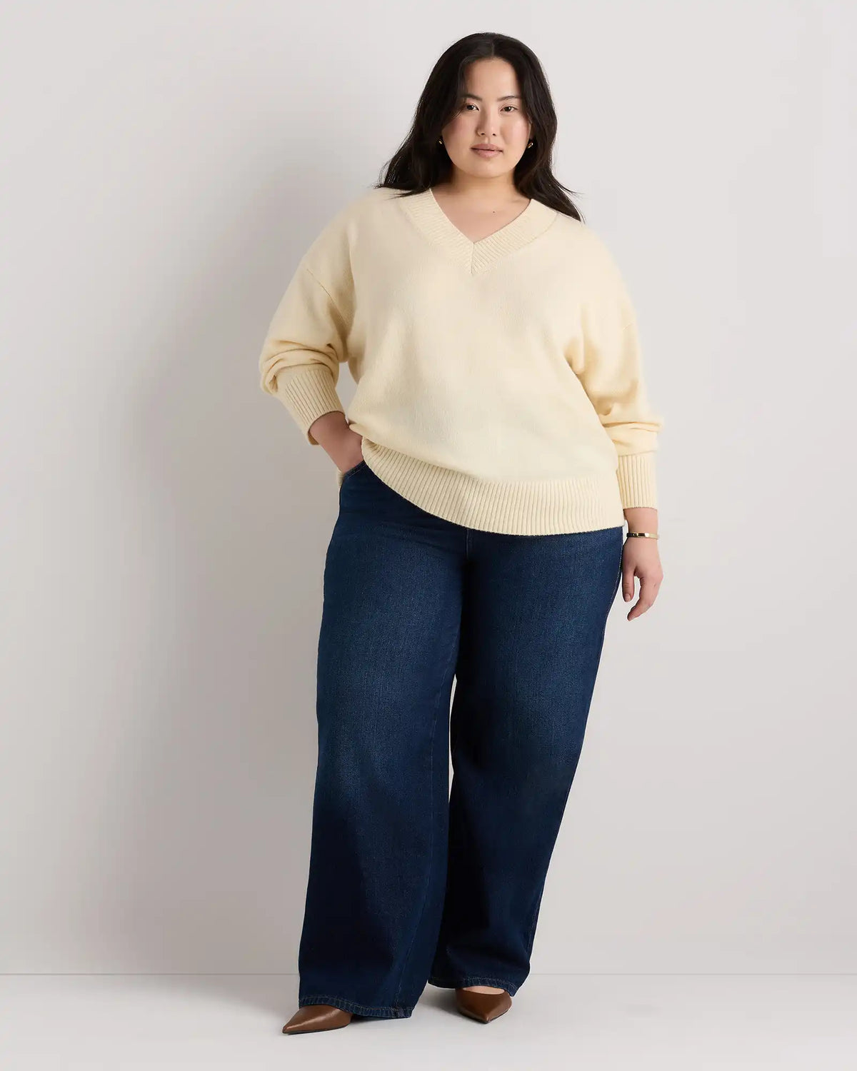 Mongolian Cashmere Oversized V-Neck Sweater