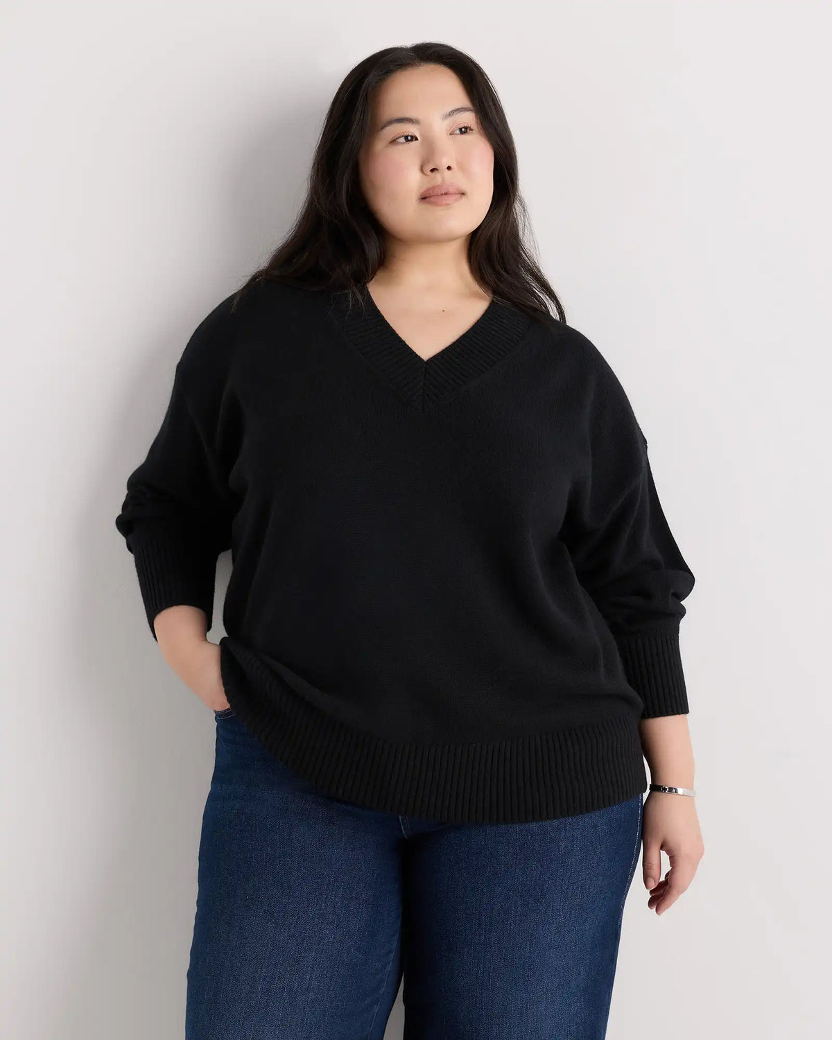 Mongolian Cashmere Oversized V-Neck Sweater