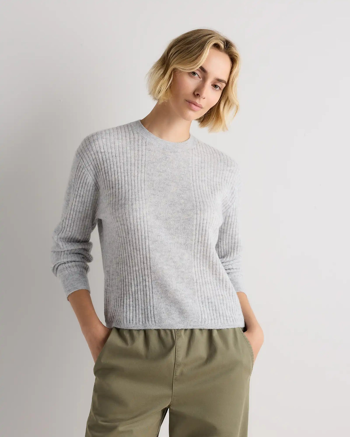 Lightweight Baby Alpaca Relaxed Ribbed Crewneck