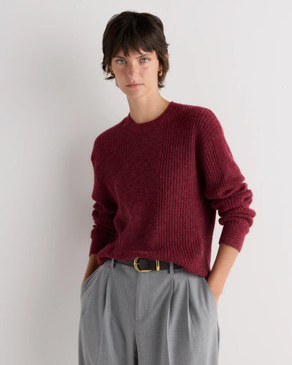 Lightweight Baby Alpaca Relaxed Ribbed Crewneck