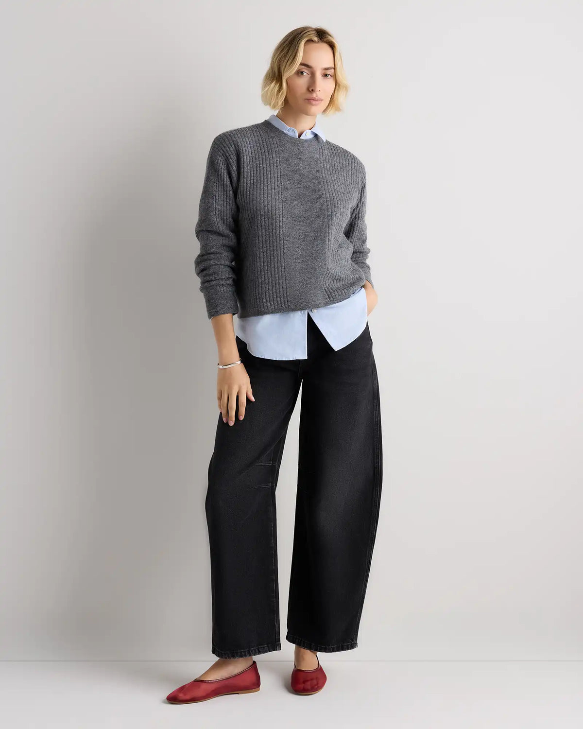 Lightweight Baby Alpaca Relaxed Ribbed Crewneck