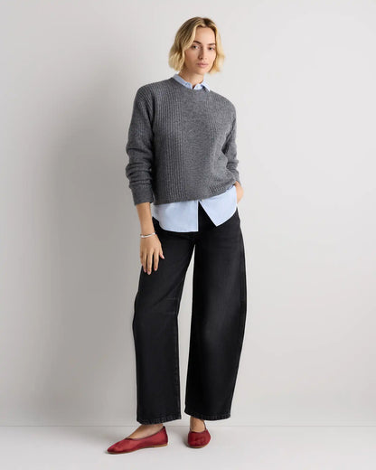 Lightweight Baby Alpaca Relaxed Ribbed Crewneck