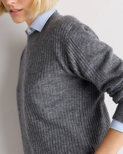 Lightweight Baby Alpaca Relaxed Ribbed Crewneck