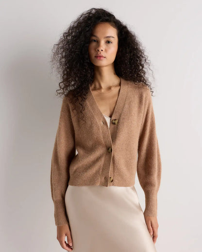 Lightweight Baby Alpaca Cropped V-Neck Cardigan