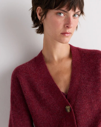 Lightweight Baby Alpaca Cropped V-Neck Cardigan