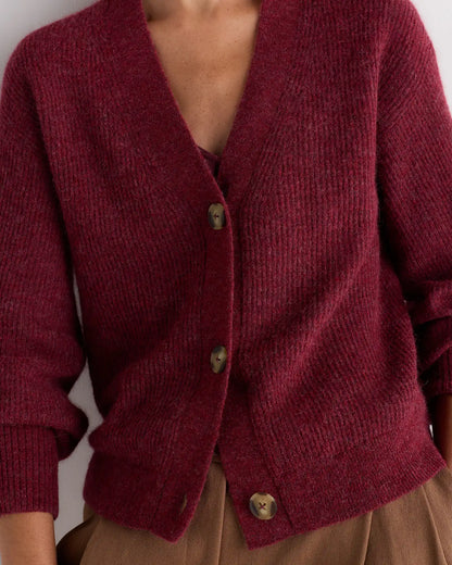 Lightweight Baby Alpaca Cropped V-Neck Cardigan