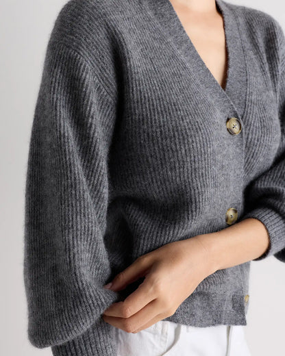 Lightweight Baby Alpaca Cropped V-Neck Cardigan