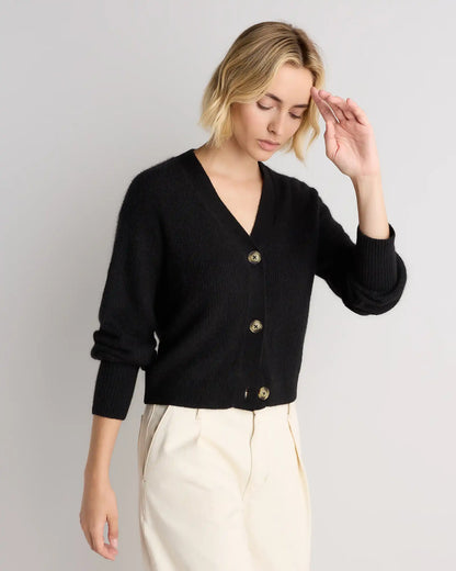 Lightweight Baby Alpaca Cropped V-Neck Cardigan