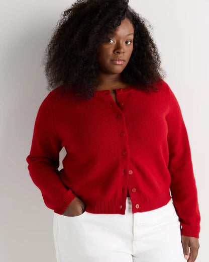 Mongolian Cashmere Cropped Crew Cardigan