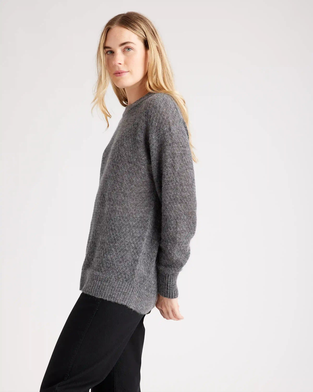 Baby Alpaca-Wool Diamond Stitch Crew