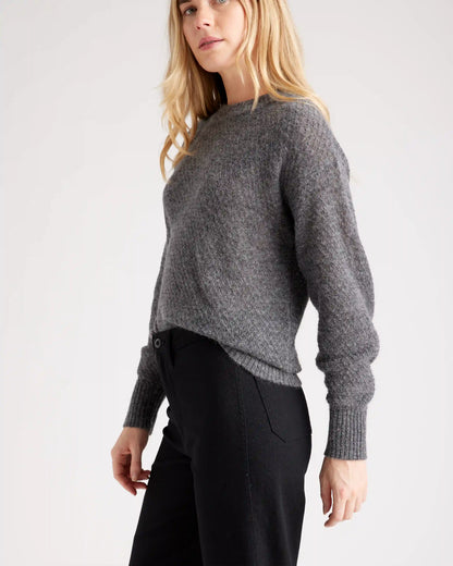 Baby Alpaca-Wool Diamond Stitch Crew