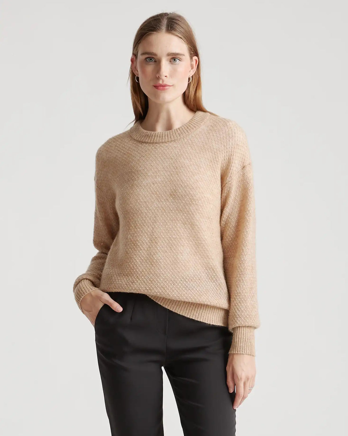 Baby Alpaca-Wool Diamond Stitch Crew