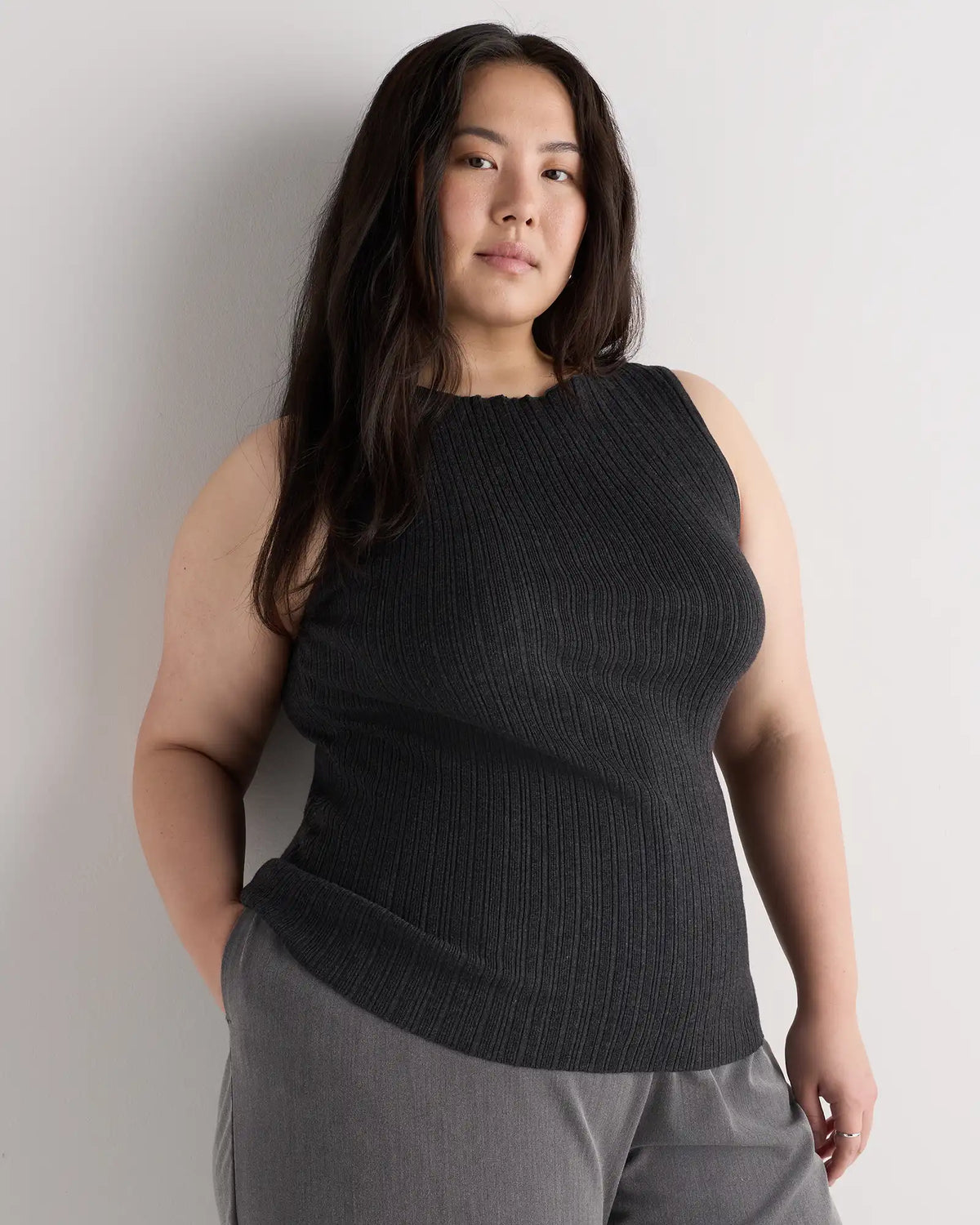 Cotton Cashmere Ribbed Tank