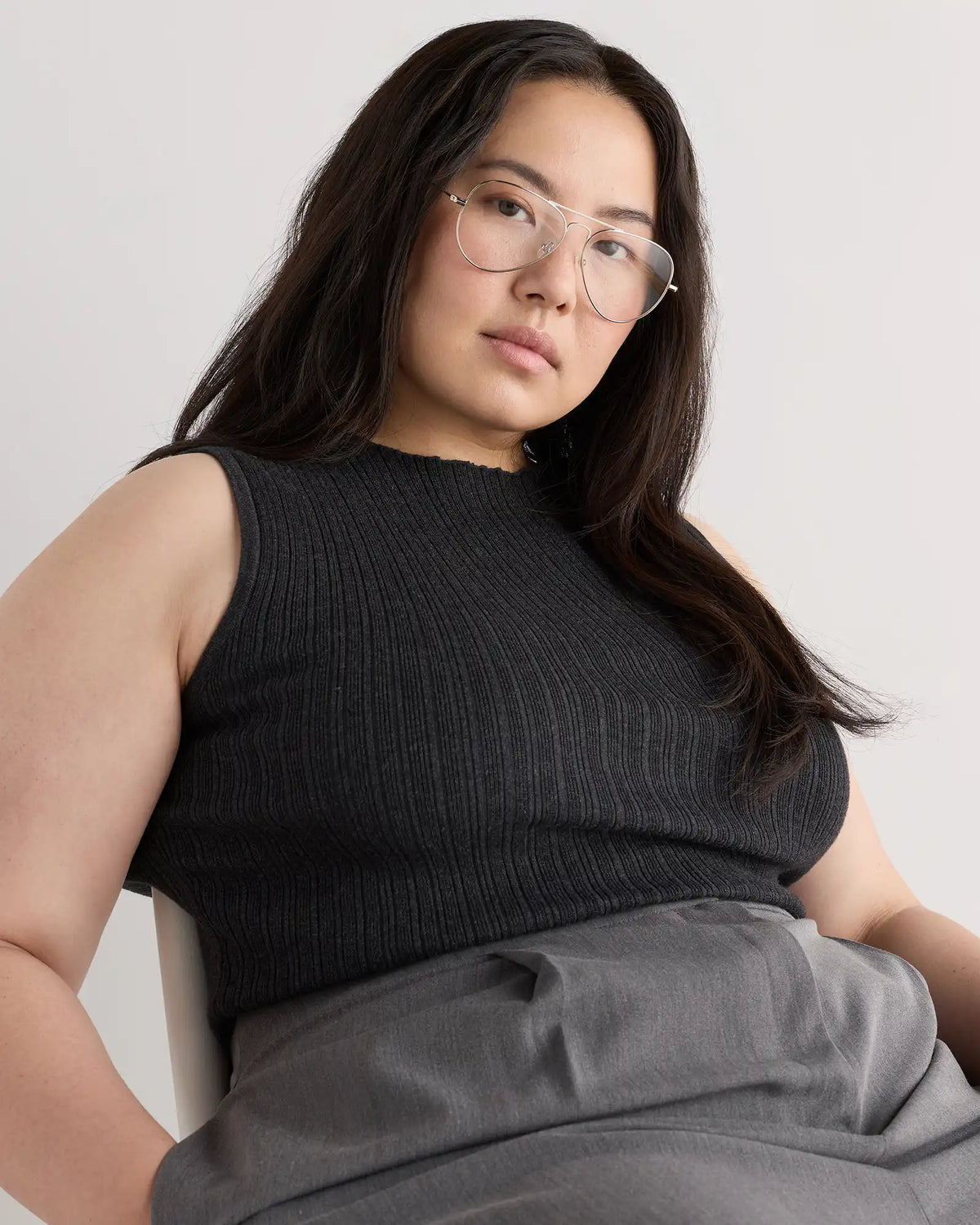 Cotton Cashmere Ribbed Tank
