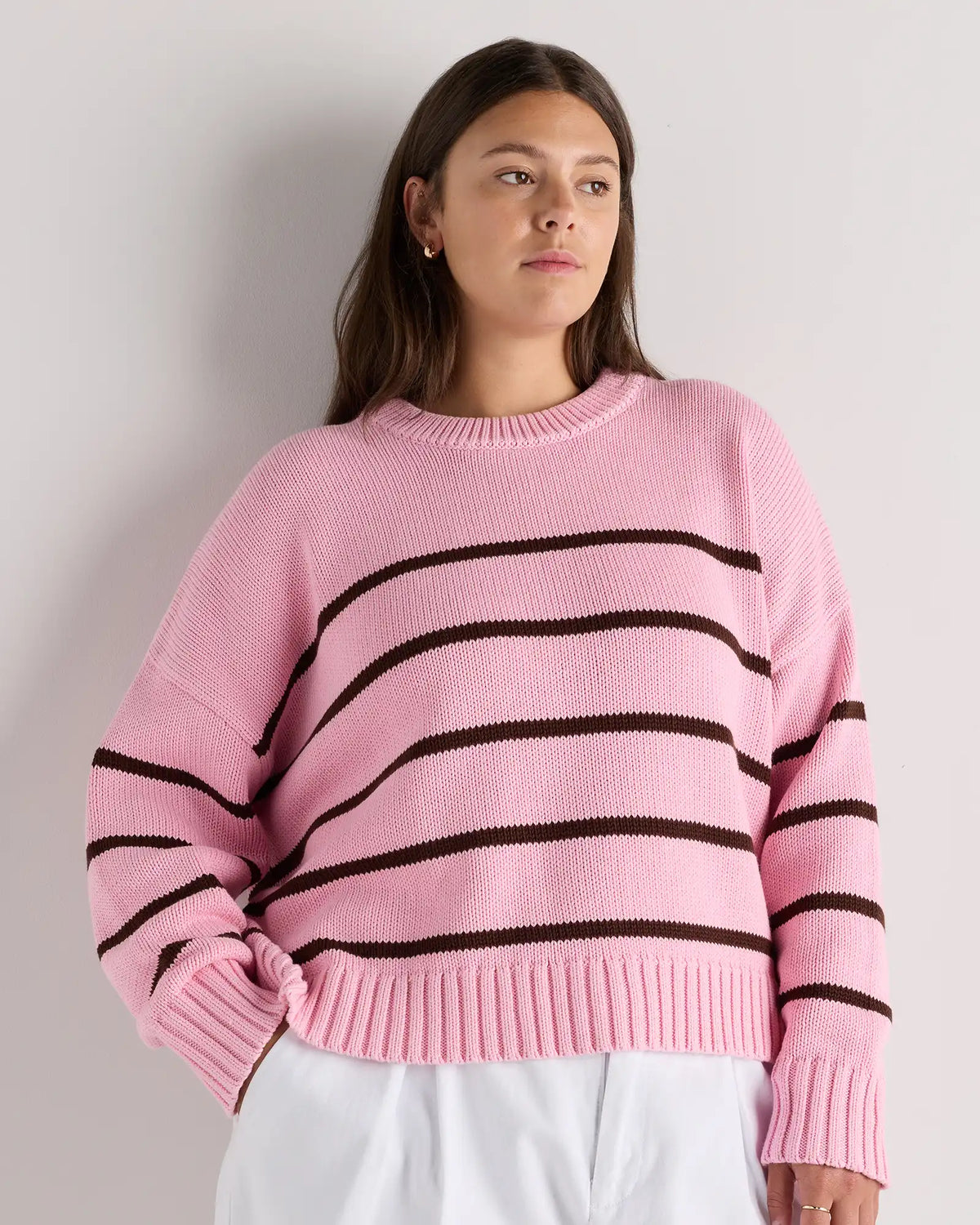100% Organic Cotton Striped Crew Sweater