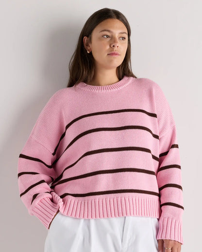 100% Organic Cotton Striped Crew Sweater