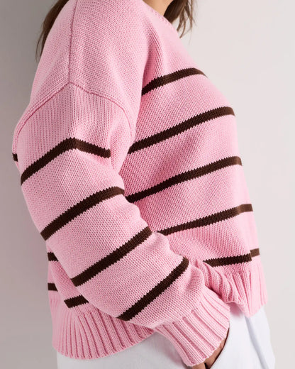 100% Organic Cotton Striped Crew Sweater