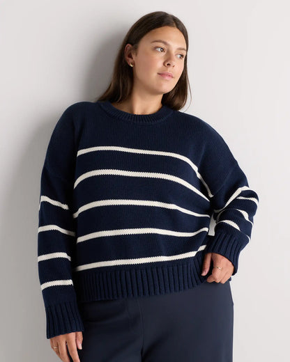 100% Organic Cotton Striped Crew Sweater