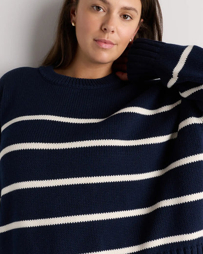 100% Organic Cotton Striped Crew Sweater