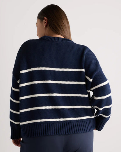 100% Organic Cotton Striped Crew Sweater
