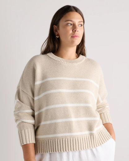 100% Organic Cotton Striped Crew Sweater