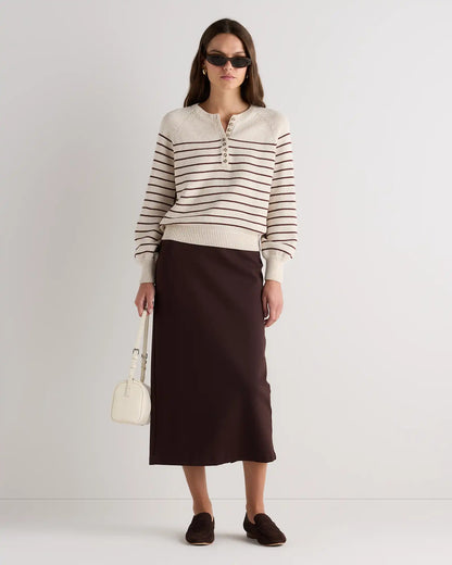 100% Organic Cotton Striped Henley Sweater
