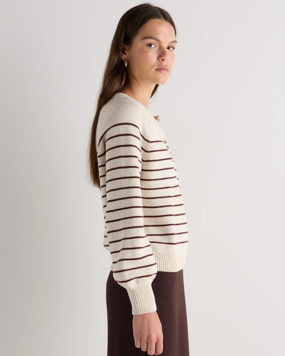 100% Organic Cotton Striped Henley Sweater