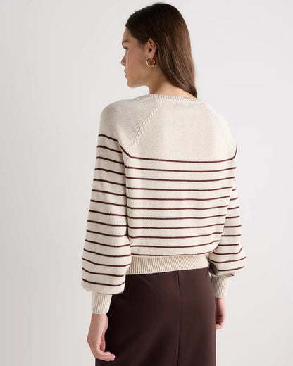 100% Organic Cotton Striped Henley Sweater