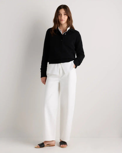 Mongolian Cashmere Button Polo Sweater